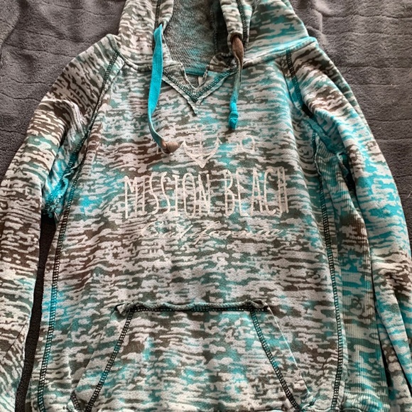 Brown, Blue, White Inside Out designed beach hoodie. Mission Beach, CA - Picture 1 of 1